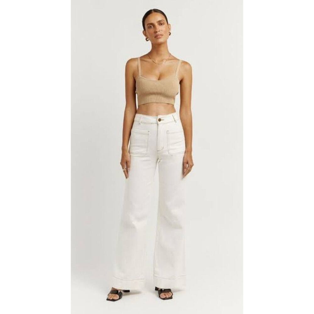 DISSH Peri Off White Wide Leg Cotton Jeans US 4